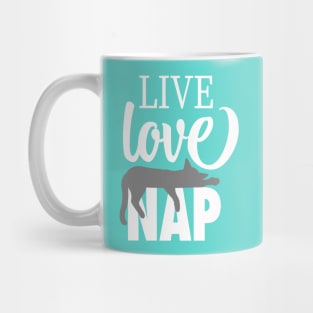 Live Love Nap Sleepy Grey Cat - Lazy Day Kitty Lover Mug